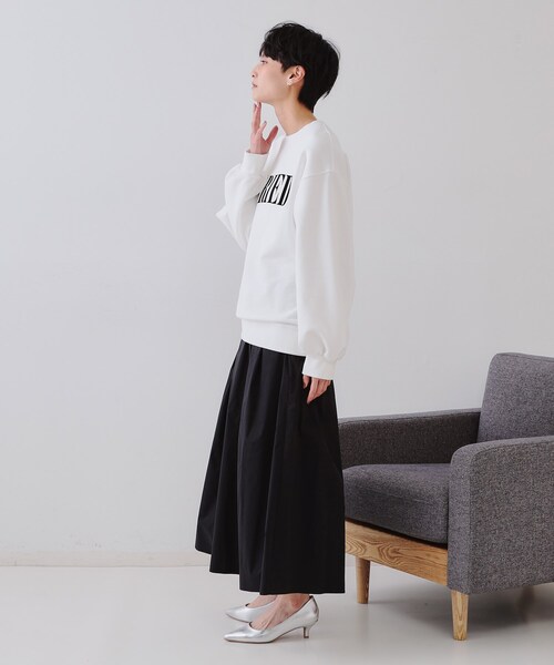 OPAQUE.CLIP（オペークドットクリップ）の「イージータックギャザースカート【洗濯機洗い可】（スカート・レディース・ブラック/サックスブルー・42/40/38）」の5枚目の写真