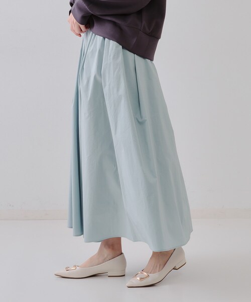 OPAQUE.CLIP（オペークドットクリップ）の「イージータックギャザースカート【洗濯機洗い可】（スカート・レディース・ブラック/サックスブルー・42/40/38）」の7枚目の写真