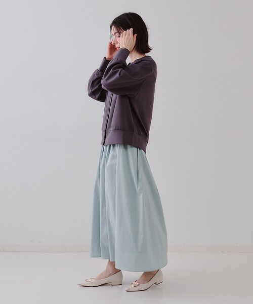 OPAQUE.CLIP（オペークドットクリップ）の「イージータックギャザースカート【洗濯機洗い可】（スカート・レディース・ブラック/サックスブルー・42/40/38）」の9枚目の写真