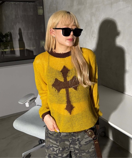 sedacle girl（セダクルガール）の「アソートロゴシアーニット（ニット/セーター・レディース・マスタード/アイボリー/ピンク/チャコールグレー・SMALL/MEDIUM）」の19枚目の写真