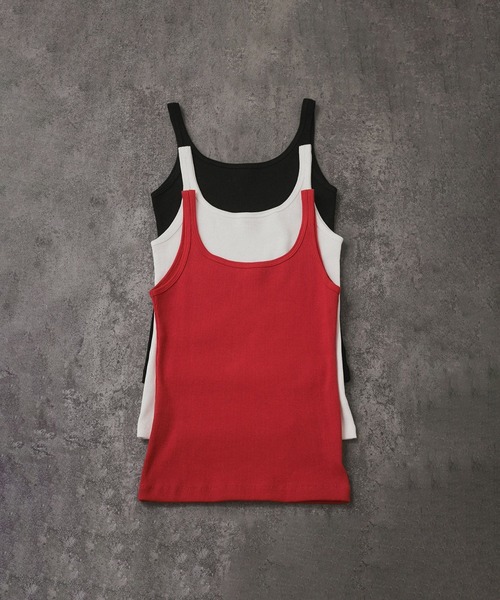 SALON adam et rope'（サロン アダム エ ロペ）の「プリマベールファームリーリブタンクトップ / UVケア・洗える（タンクトップ・レディース・ブラック/レッド系その他/オフホワイト/パープル・FREE）」の19枚目の写真