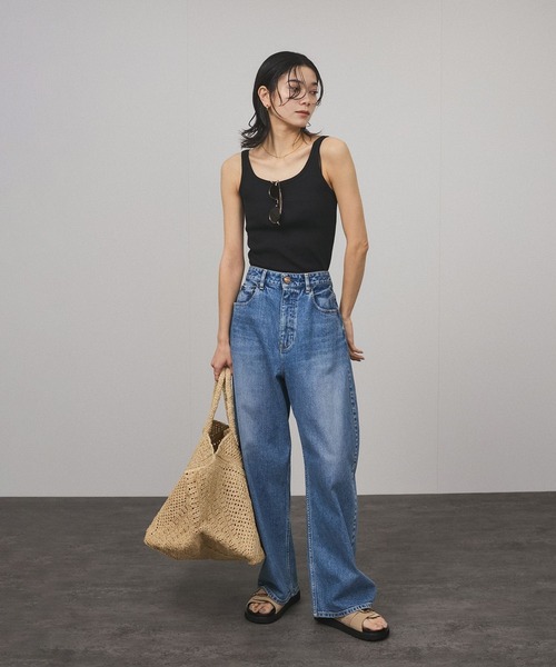 SALON adam et rope'（サロン アダム エ ロペ）の「プリマベールファームリーリブタンクトップ / UVケア・洗える（タンクトップ・レディース・ブラック/レッド系その他/オフホワイト/パープル・FREE）」の6枚目の写真