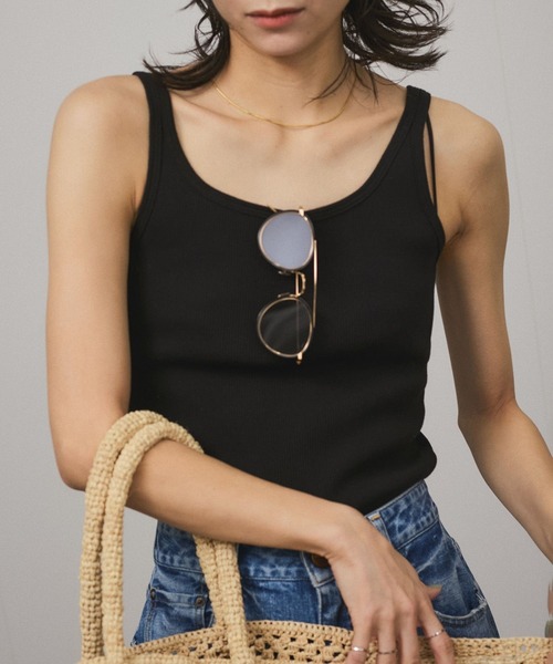 SALON adam et rope'（サロン アダム エ ロペ）の「プリマベールファームリーリブタンクトップ / UVケア・洗える（タンクトップ・レディース・ブラック/レッド系その他/オフホワイト/パープル・FREE）」の11枚目の写真