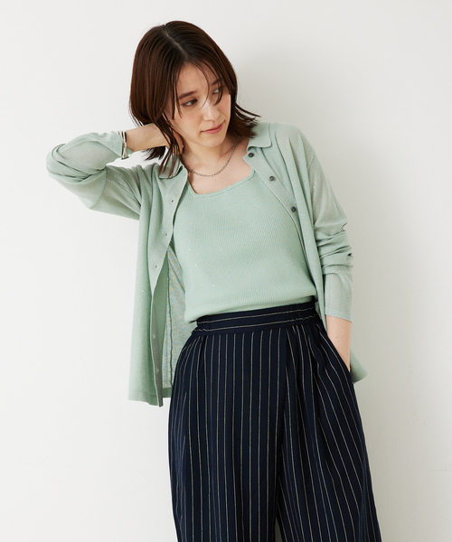 abahouse mavie（アバハウスマヴィ）の「【アンサンブル対応】スパンコールニットタンク/夏服（タンクトップ・レディース・ブラック/ブラウン/アイボリー/セージグリーン・フリー）」の19枚目の写真