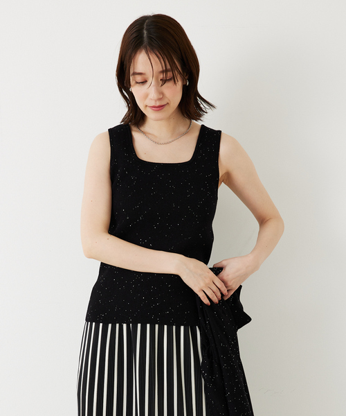 abahouse mavie（アバハウスマヴィ）の「【アンサンブル対応】スパンコールニットタンク/夏服（タンクトップ・レディース・ブラック/ブラウン/アイボリー/セージグリーン・フリー）」の10枚目の写真
