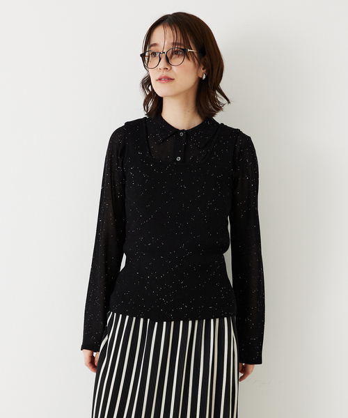 abahouse mavie（アバハウスマヴィ）の「【アンサンブル対応】スパンコールニットタンク/夏服（タンクトップ・レディース・ブラック/ブラウン/アイボリー/セージグリーン・フリー）」の9枚目の写真