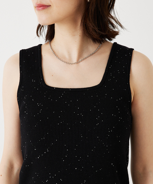abahouse mavie（アバハウスマヴィ）の「【アンサンブル対応】スパンコールニットタンク/夏服（タンクトップ・レディース・ブラック/ブラウン/アイボリー/セージグリーン・フリー）」の5枚目の写真