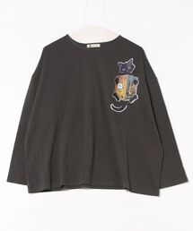 (BD)【BARNDOOR】猫 プリント 胸ポケット付き 長袖 Tシャツ