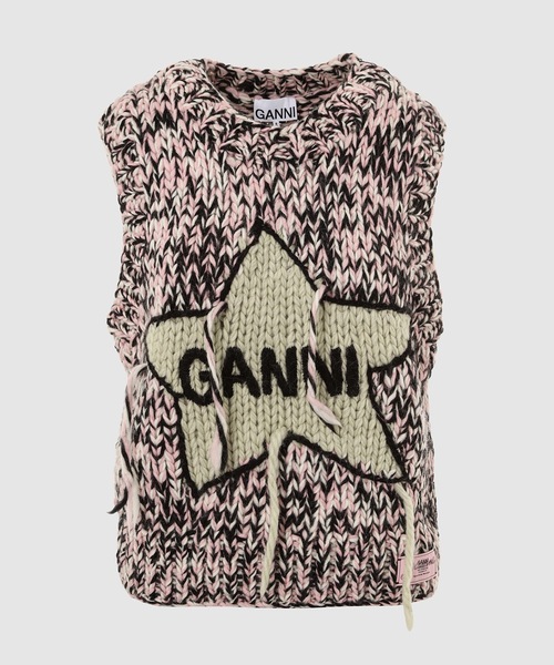 GANNI(ガニー)の「Graphic Wool Handknit Vest(ベスト・レディース・ピンク系その他・S/M)」の1枚目の写真