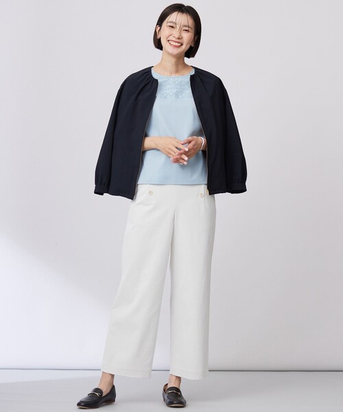 J.PRESS(ジェイプレス)の「【洗える・接触冷感・防シワ・吸水速乾】BREEZE COOL ノーカラー ブルゾン(ブルゾン・レディース・ホワイト系/ネイビー系/ベージュ系/カーキ系・T13/T15)」の8枚目の写真