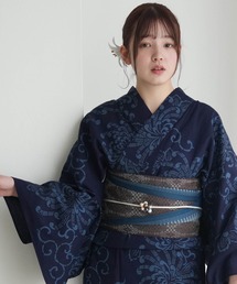 手染め注染浴衣3点セット utatane×注染工房 赤坂紬 藍色に夢幻の