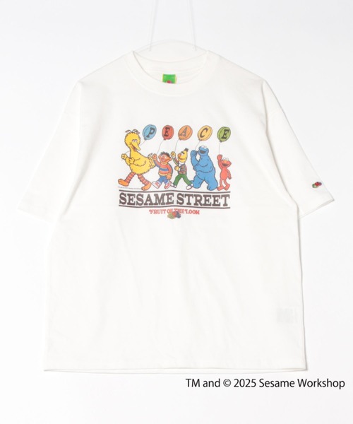 FRUIT OF THE LOOM(フルーツオブザルーム)の「【FRUIT OF THE LOOM】SESAME STREET×FTL イラストTシャツ C/セサミストリート コラボ(Tシャツ/カットソー・メンズ・ホワイト/ミント・S/M/L)」の1枚目の写真