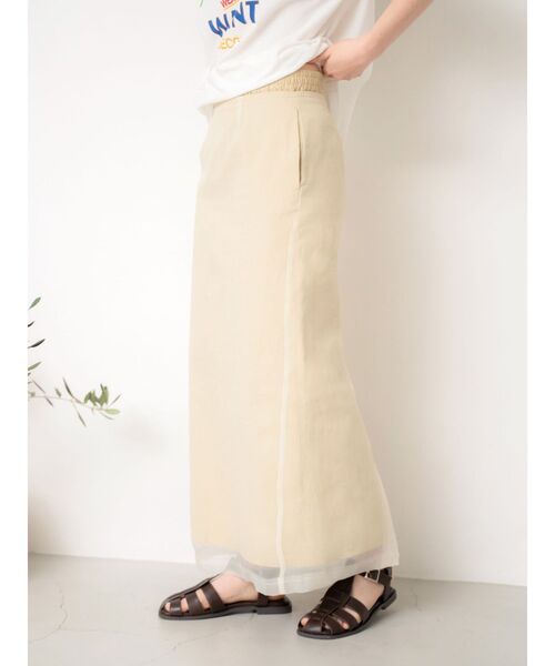 Ungrid（アングリッド）の「シアーコンビアイラインスカート（スカート・レディース・ベージュ/チャコールグレー・FREE）」の4枚目の写真