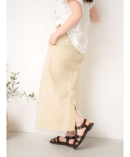 Ungrid（アングリッド）の「シアーコンビアイラインスカート（スカート・レディース・ベージュ/チャコールグレー・FREE）」の5枚目の写真