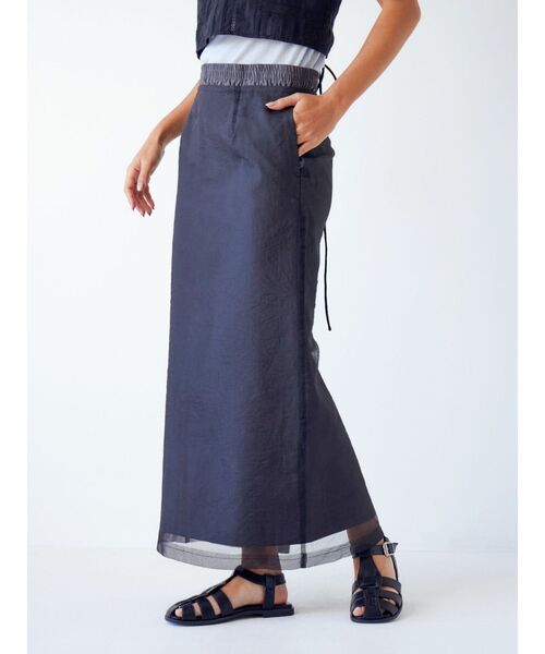 Ungrid（アングリッド）の「シアーコンビアイラインスカート（スカート・レディース・ベージュ/チャコールグレー・FREE）」の9枚目の写真