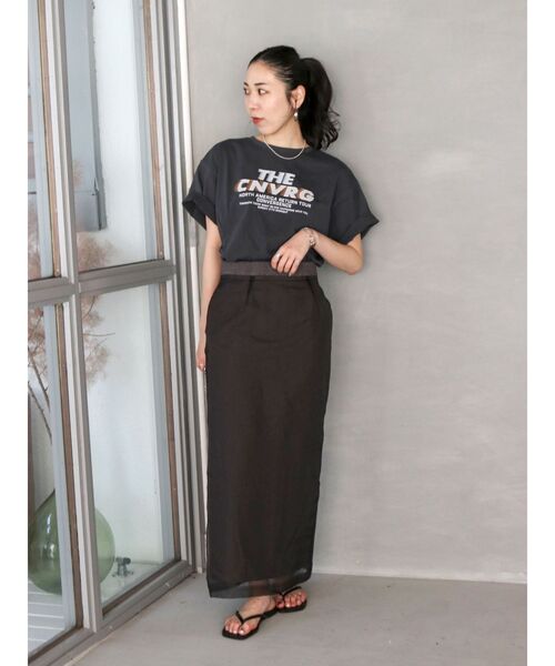 Ungrid（アングリッド）の「シアーコンビアイラインスカート（スカート・レディース・ベージュ/チャコールグレー・FREE）」の18枚目の写真