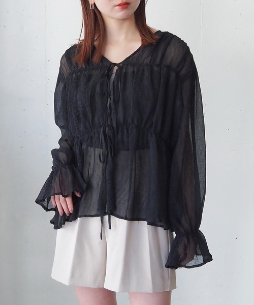tiptop(ティップトップ)の「前リボンシャーリングブラウス(シャツ/ブラウス・レディース・ブラック系その他/アイボリー/ブラック/グレー系その他・FREE)」の21枚目の写真