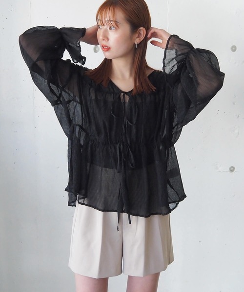 tiptop(ティップトップ)の「前リボンシャーリングブラウス(シャツ/ブラウス・レディース・ブラック系その他/アイボリー/ブラック/グレー系その他・FREE)」の22枚目の写真
