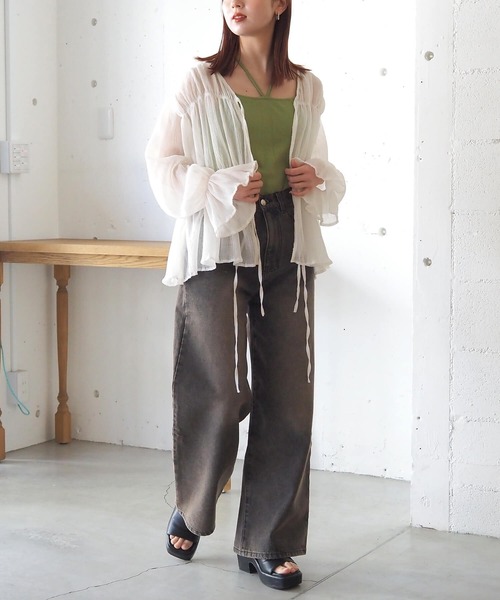 tiptop(ティップトップ)の「前リボンシャーリングブラウス(シャツ/ブラウス・レディース・ブラック系その他/アイボリー/ブラック/グレー系その他・FREE)」の10枚目の写真