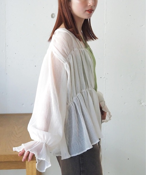 tiptop(ティップトップ)の「前リボンシャーリングブラウス(シャツ/ブラウス・レディース・ブラック系その他/アイボリー/ブラック/グレー系その他・FREE)」の11枚目の写真