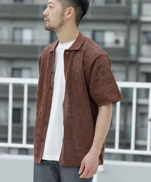 URBAN RESEARCH ROSSO MEN(アーバンリサーチロッソメン)の「『WEB限定』Laceリラックス半袖シャツ(シャツ/ブラウス・メンズ・ブラウン/ネイビー/ブラック・LARGE/MEDIUM)」の2枚目の写真
