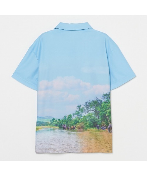 VIVA HEART（ビバハート）の「【VIVA HEART/GOLF】アイスタッチカノコ風景半袖ポロシャツ（Tシャツ/カットソー・メンズ・サックスブルー/ライトグレー・50）」の11枚目の写真