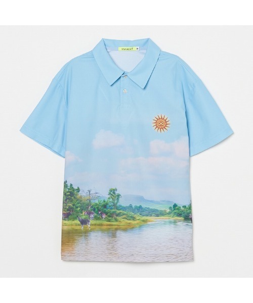 VIVA HEART（ビバハート）の「【VIVA HEART/GOLF】アイスタッチカノコ風景半袖ポロシャツ（Tシャツ/カットソー・メンズ・サックスブルー/ライトグレー・50）」の10枚目の写真