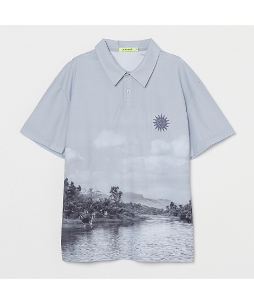VIVA HEART（ビバハート）の「【VIVA HEART/GOLF】アイスタッチカノコ風景半袖ポロシャツ（Tシャツ/カットソー・メンズ・サックスブルー/ライトグレー・50）」の3枚目の写真