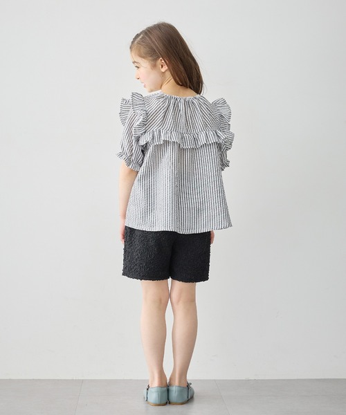 Piet(ピエット)の「ストライプ フリルブラウス(シャツ/ブラウス・キッズ・サックスブルー/ブラック・100/130/120/110)」の10枚目の写真