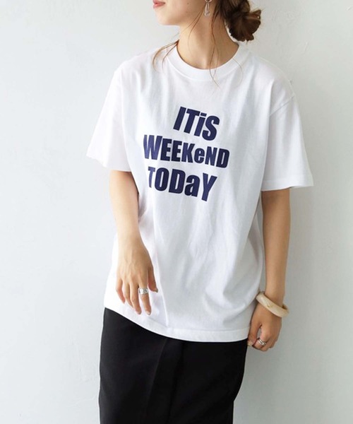 UNIT CHEST（ユニットチェスト）の「【UNIT CHESTコラボ】web限定 / It's weekend today Tシャツ WEB LIMITED IT'S WEEKEND TODAY T-SHIRT （Tシャツ/カットソー・レディース・ホワイト/ブラック・S/M/L）」の8枚目の写真
