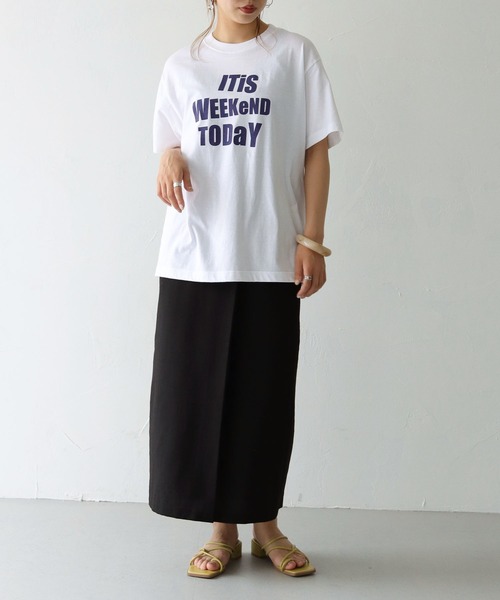 UNIT CHEST（ユニットチェスト）の「【UNIT CHESTコラボ】web限定 / It's weekend today Tシャツ WEB LIMITED IT'S WEEKEND TODAY T-SHIRT （Tシャツ/カットソー・レディース・ホワイト/ブラック・S/M/L）」の12枚目の写真
