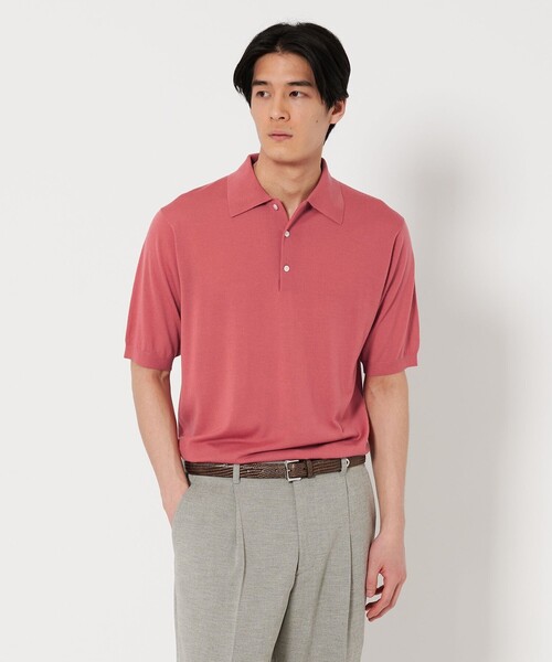 UNITED ARROWS（ユナイテッドアローズ）の「ウール ハイゲージ ニットポロシャツ（ポロシャツ・メンズ・ライトピンク/オフホワイト/モカ/ネイビー・XL/L/M/S）」の4枚目の写真