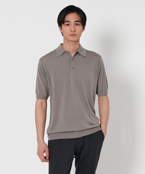 UNITED ARROWS（ユナイテッドアローズ）の「ウール ハイゲージ ニットポロシャツ（ポロシャツ・メンズ・ライトピンク/オフホワイト/モカ/ネイビー・XL/L/M/S）」の2枚目の写真