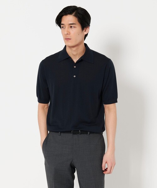 UNITED ARROWS（ユナイテッドアローズ）の「ウール ハイゲージ ニットポロシャツ（ポロシャツ・メンズ・ライトピンク/オフホワイト/モカ/ネイビー・XL/L/M/S）」の13枚目の写真