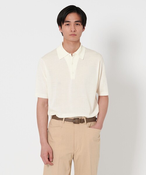 UNITED ARROWS（ユナイテッドアローズ）の「ウール ハイゲージ ニットポロシャツ（ポロシャツ・メンズ・ライトピンク/オフホワイト/モカ/ネイビー・XL/L/M/S）」の10枚目の写真