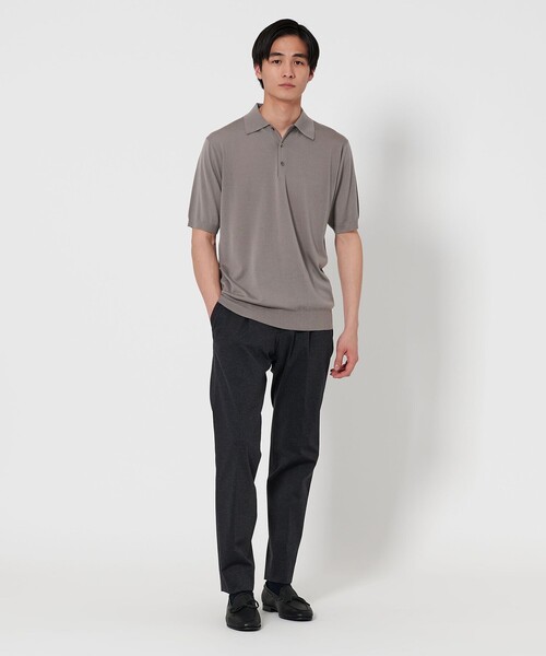 UNITED ARROWS（ユナイテッドアローズ）の「ウール ハイゲージ ニットポロシャツ（ポロシャツ・メンズ・ライトピンク/オフホワイト/モカ/ネイビー・XL/L/M/S）」の7枚目の写真