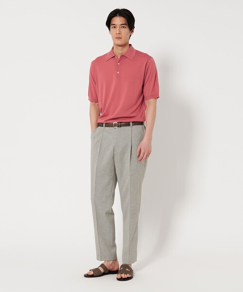 UNITED ARROWS（ユナイテッドアローズ）の「ウール ハイゲージ ニットポロシャツ（ポロシャツ・メンズ・ライトピンク/オフホワイト/モカ/ネイビー・XL/L/M/S）」の5枚目の写真