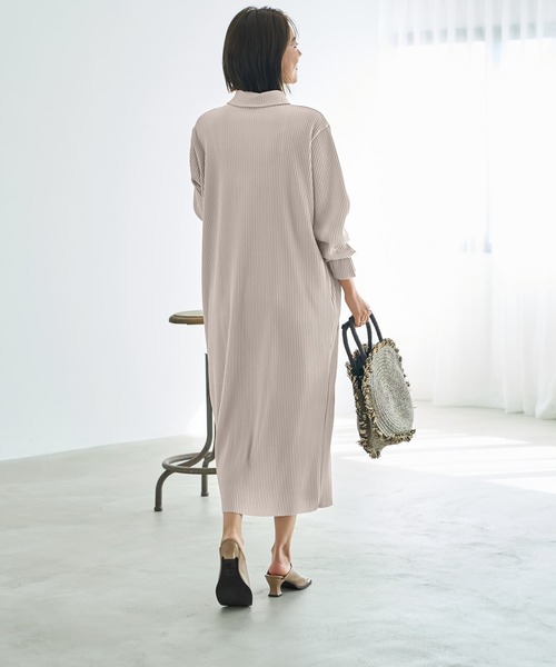 プリーツ加工襟付き長袖ワンピース（ワンピース）｜STYLE DELI