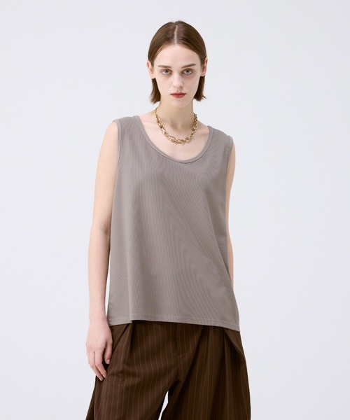 soerte　トリコットピケプリーツタンクトップ　2 TRICOT PIQUE SLEEVELESS PLEATS TANKTOPS / トリコットピケ