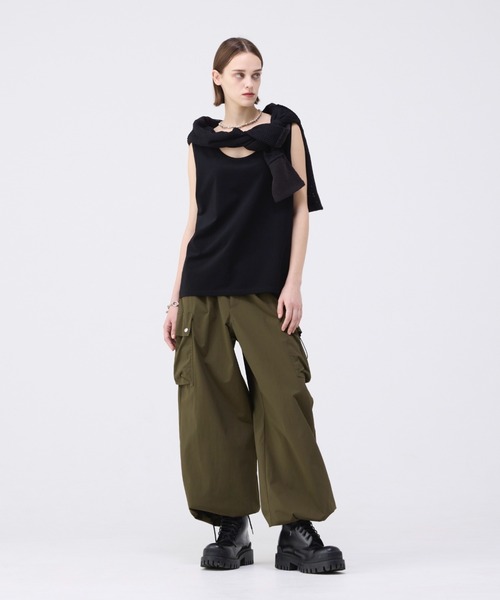 soerte　トリコットピケプリーツタンクトップ　2 soerte タンクトップ TRICOT PIQUE SLEEVELESS PLEATS TANKTOPS