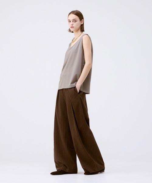 soerte　トリコットピケプリーツタンクトップ　2 TRICOT PIQUE SLEEVELESS PLEATS TANKTOPS / トリコットピケ