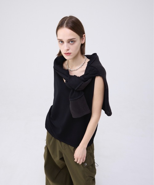 soerte　トリコットピケプリーツタンクトップ　2 TRICOT PIQUE SLEEVELESS PLEATS TANKTOPS / トリコットピケ