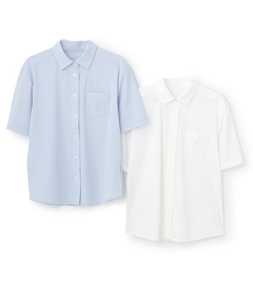 pom ponette junior（ポンポネットジュニア）の「*【UVカット】角衿カットシャツ（シャツ/ブラウス・キッズ・サックスブルー/ホワイト・LL(165cm)/L:160cm/M:150cm/S:140cm）」の4枚目の写真