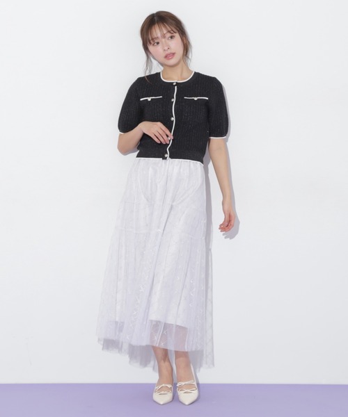 JILL by JILL STUART（ジルバイジルスチュアート）の「◇ラメチュールティアードスカート（スカート・レディース・ライトグリーン/ホワイト/グレー・FREE）」の2枚目の写真
