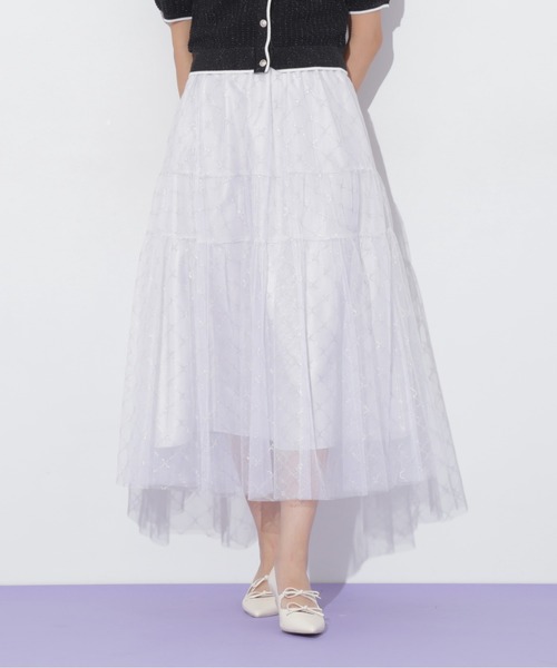 JILL by JILL STUART（ジルバイジルスチュアート）の「◇ラメチュールティアードスカート（スカート・レディース・ライトグリーン/ホワイト/グレー・FREE）」の11枚目の写真
