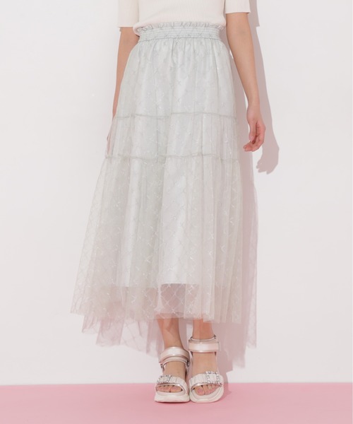 JILL by JILL STUART（ジルバイジルスチュアート）の「◇ラメチュールティアードスカート（スカート・レディース・ライトグリーン/ホワイト/グレー・FREE）」の5枚目の写真