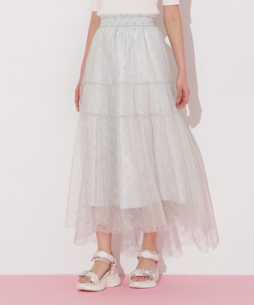 JILL by JILL STUART（ジルバイジルスチュアート）の「◇ラメチュールティアードスカート（スカート・レディース・ライトグリーン/ホワイト/グレー・FREE）」の4枚目の写真