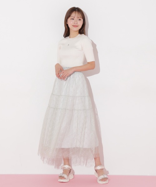 JILL by JILL STUART（ジルバイジルスチュアート）の「◇ラメチュールティアードスカート（スカート・レディース・ライトグリーン/ホワイト/グレー・FREE）」の7枚目の写真