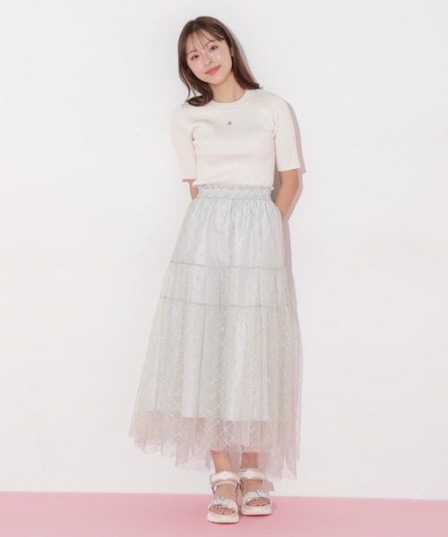JILL by JILL STUART（ジルバイジルスチュアート）の「◇ラメチュールティアードスカート（スカート・レディース・ライトグリーン/ホワイト/グレー・FREE）」の6枚目の写真
