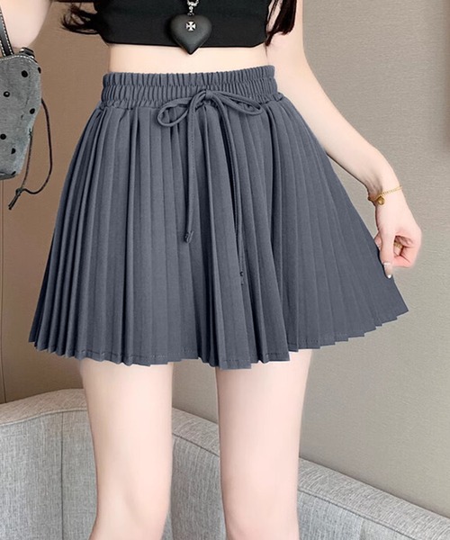 HOOK(フック)の「【HOOK】for girls ウエストリボンプリーツスカート(スカート・レディース・ピンク/ベージュ/グレー/ブラック・SMALL/MEDIUM/LARGE)」の3枚目の写真